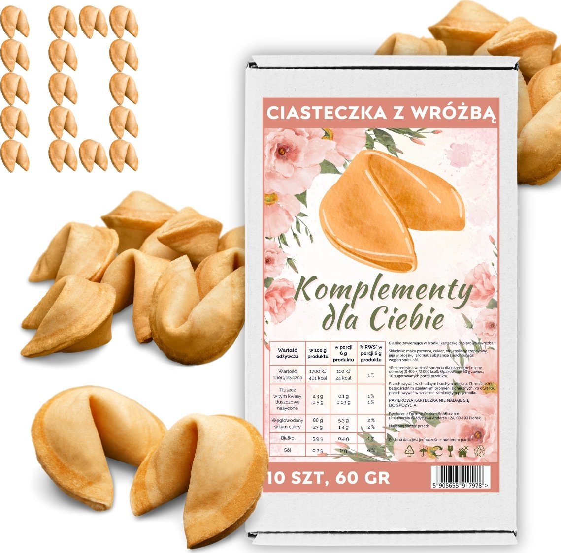 MagiaCiast Ciasteczka z Wróżbą klasyczne dla gości Komplementy dla Ciebie 10 sztuk