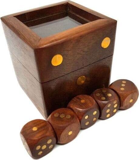 Gra w kości w pudełku drewnianym ze szklanym topem - G151G/AZ