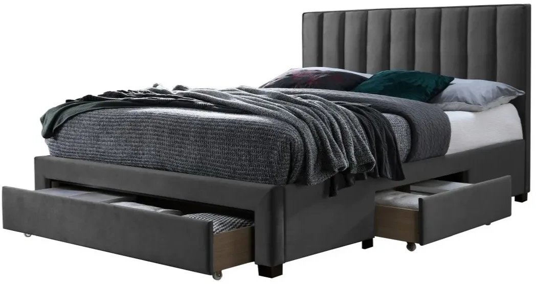 Łóżko tapicerowane GRACE 140x200 szare HALMAR