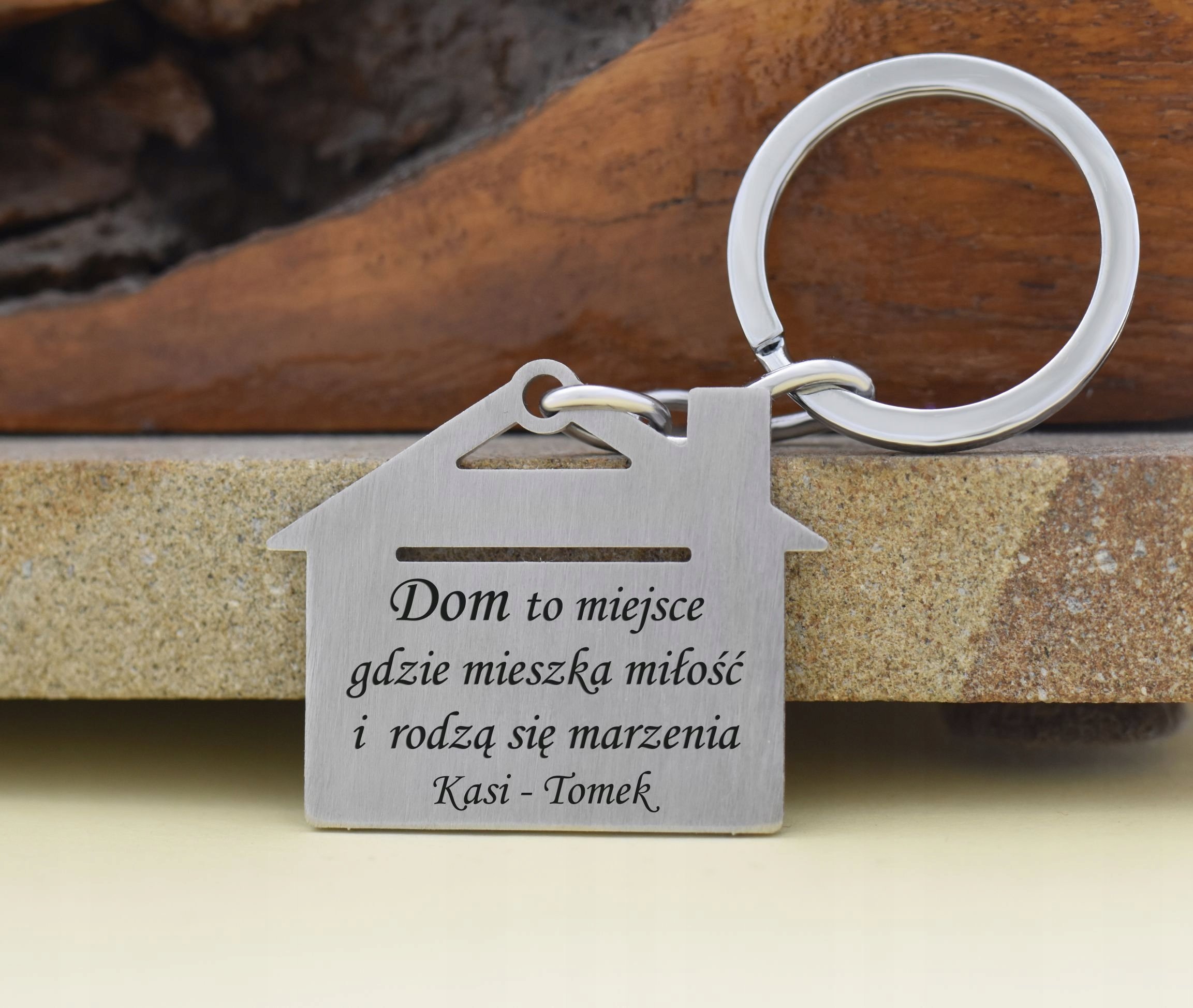 Radziszewska Jewellery Personalizowany Brelok do Kluczy Dom Grawer Prezent Gadżet