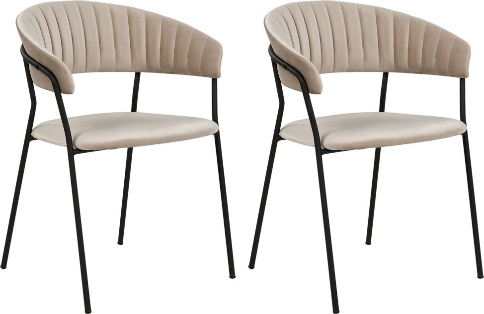 Beliani Zestaw 2 krzeseł do jadalni welurowe beżowoszare MARIPOSA