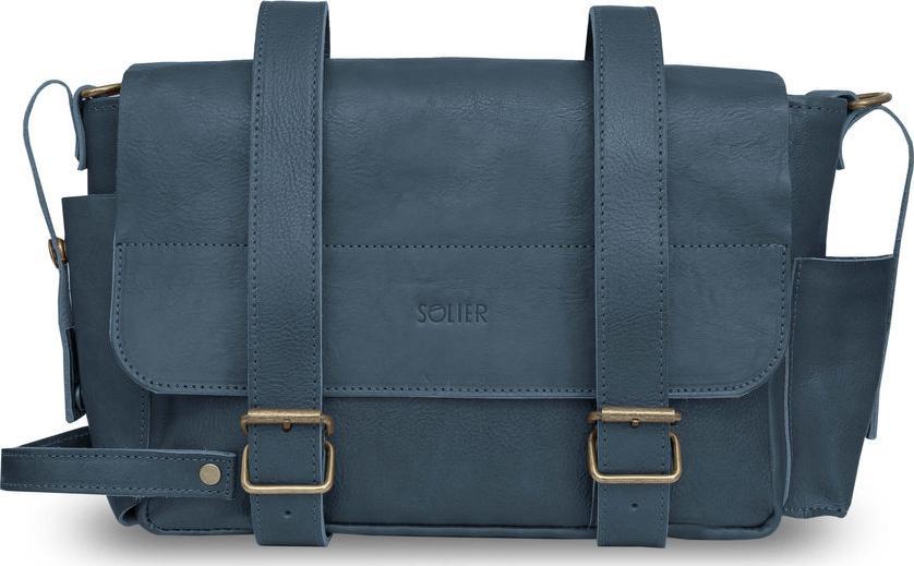 Solier Gold Skórzana torba rowerowa na kierownicę / ramę SR02 Assen granatowa NoSize