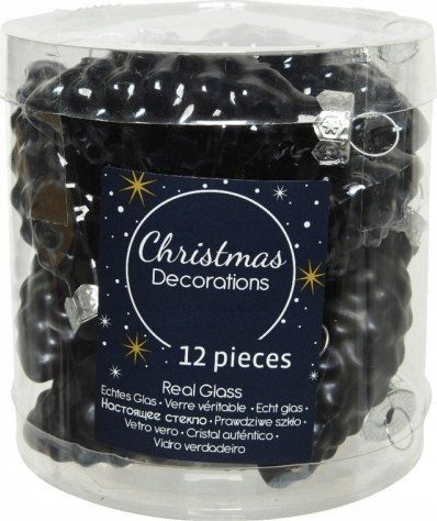 Kaemingk Bombki choinkowe czarne szyszki zestaw 12 szt.