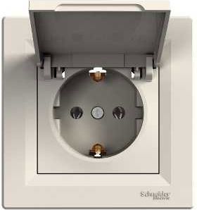 Schneider Electric Gniazdo instalacyjne Asfora pojedyncze z klapką kremowe (EPH3100123)