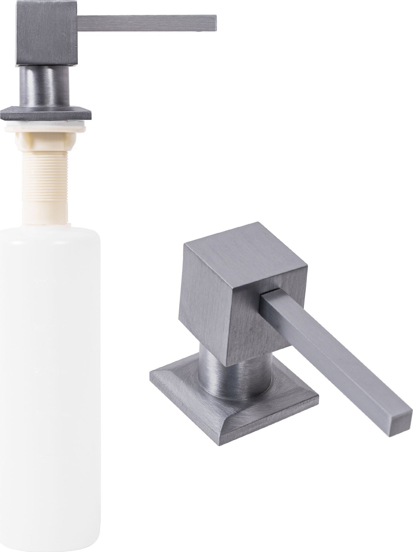 Rea Dozownik zlewozmywakowy do płynu Rea kwadrat nikiel szczotkowany INOX