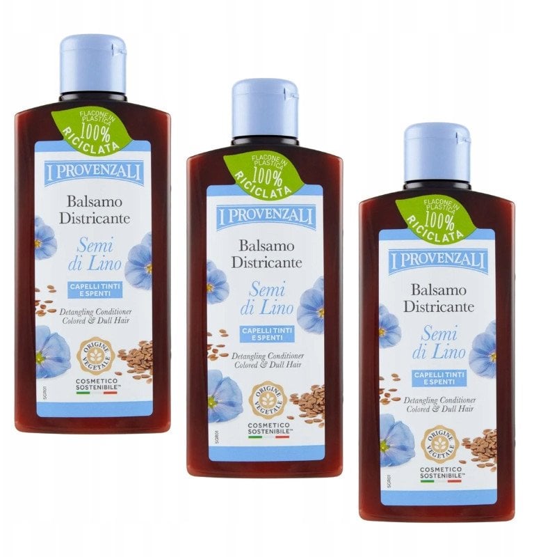 Linų sėmenų kondicionierius dažytiems ir blankiems plaukams I Provenzali Linseed, 200 ml