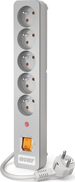 Listwa zasilająca Acar X5 przeciwprzepięciowa 5 gniazd 1.5 m szara (W0185)