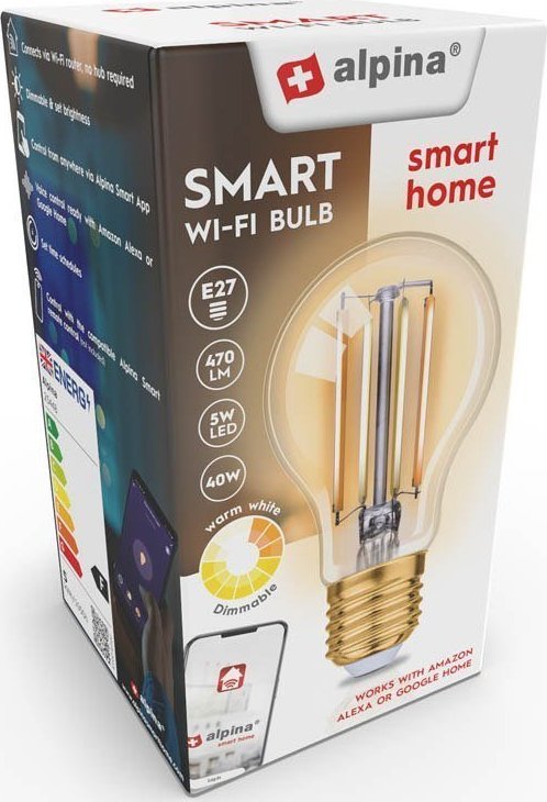 Alpina Alpina - Inteligentna żarówka Wi-Fi trzonek E27 moc 4,9 W kolor biały ciepły