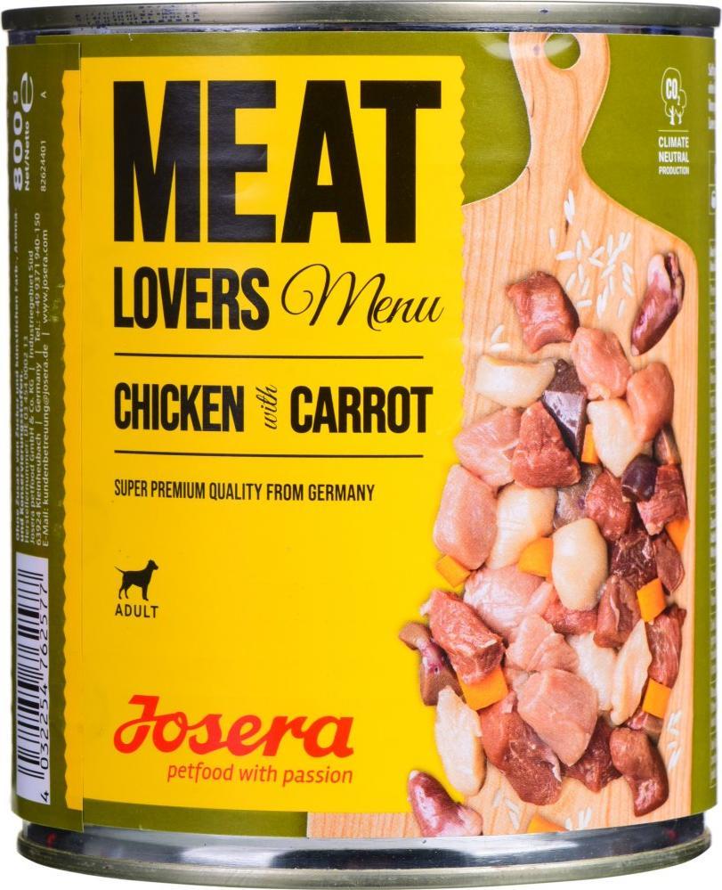 Josera Meatlovers Menu Kurczak z marchewką karma mokra dla psów 800g