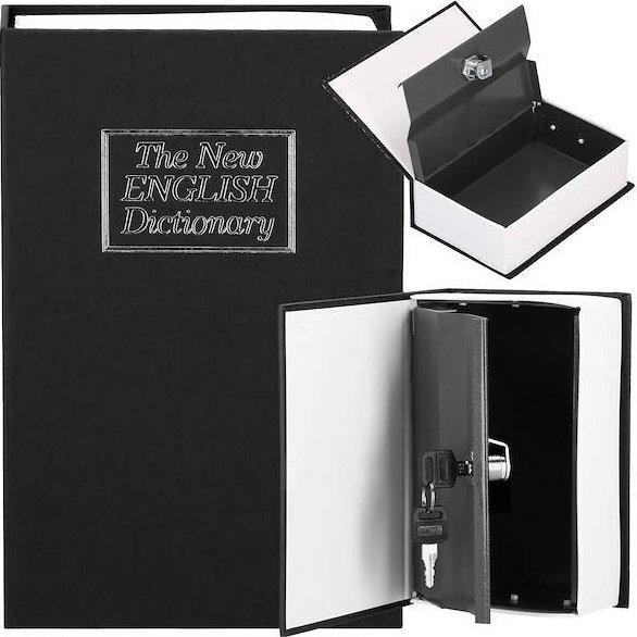 Springos Kasetka na pieniądze 24x16x5,5 cm metalowy sejf książka grafitowa UNIWERSALNY