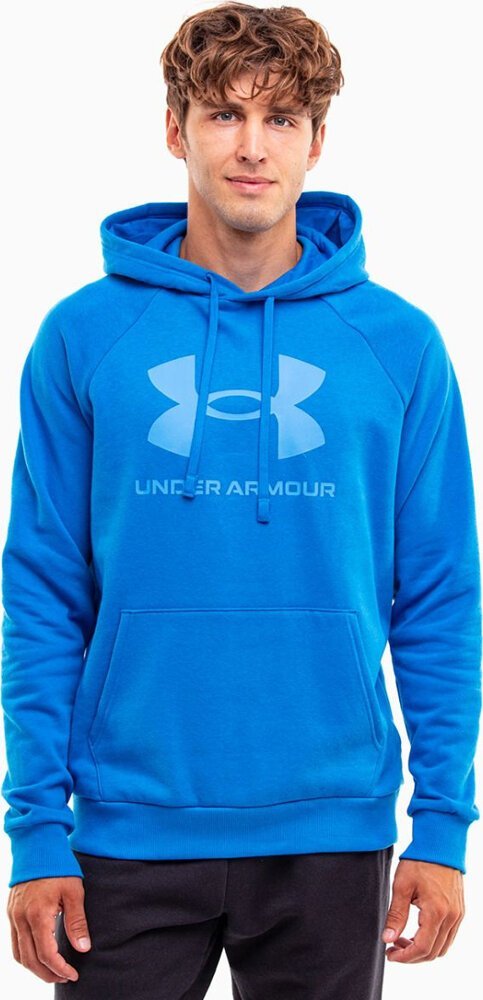 Under Armour Bluza z kapturem kangurka męska Under Armour Rival Fleece Logo HD niebieska 1379758 406 L