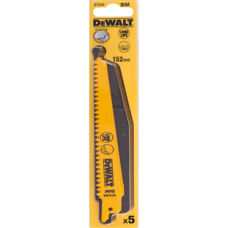 Dewalt Brzeszczoty do pilarek szablowych BIM 152mm podz. 1,8mm 5szt. DT2356