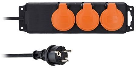 Solight PP323 rozgałęziacz 5 m 3 x gniazdo sieciowe Wewnątrz/Na wolnym powietrzu Czarny