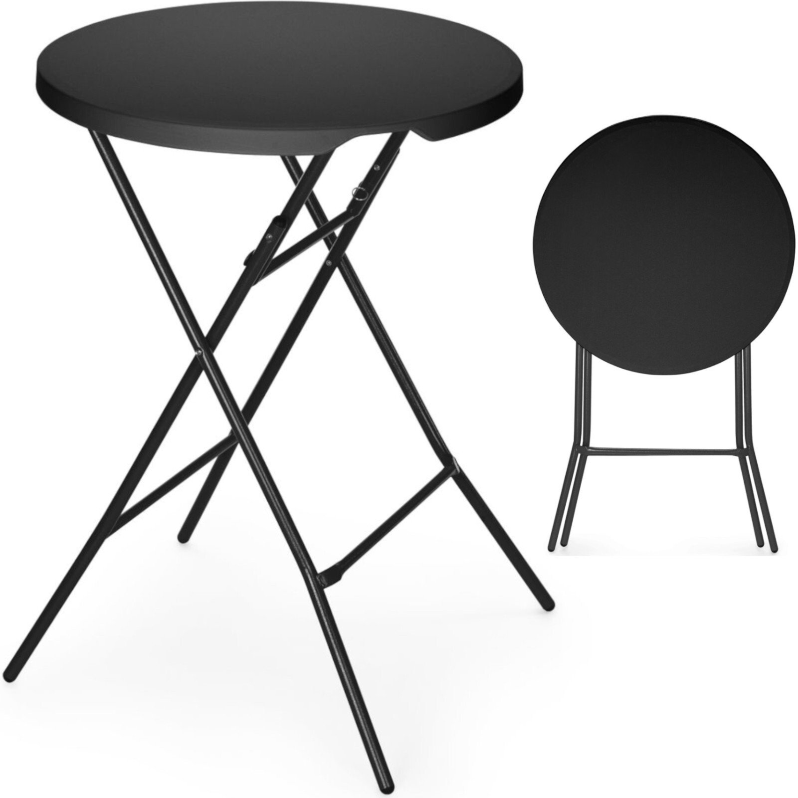 Amerbox Stolik koktajlowy barowy cateringowy składany śr. 80x110 cm - czarny