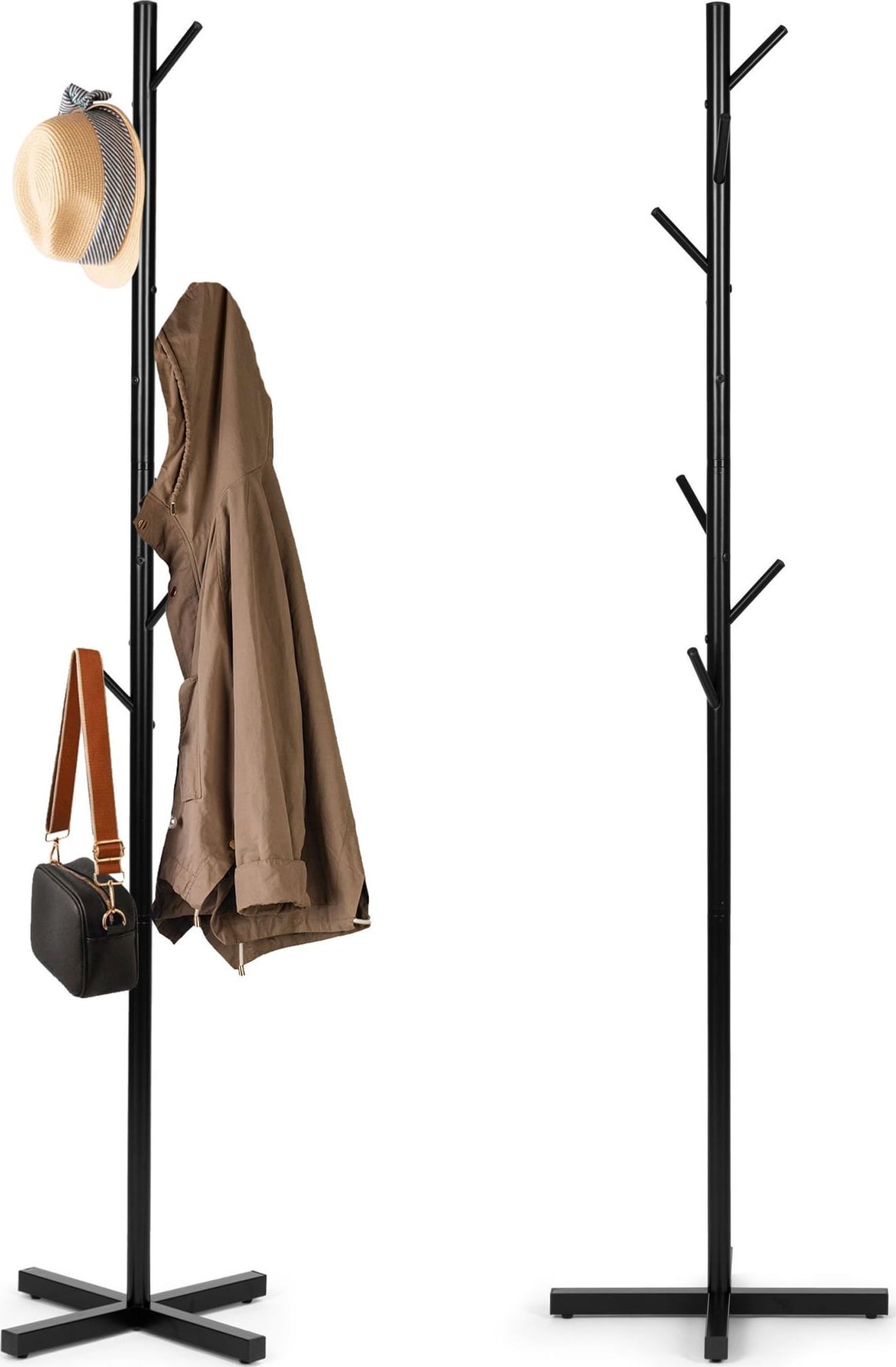 ModernHome Stojący wieszak na ubrania prosty metalowy 7 haczyków 177 cm ModernHome