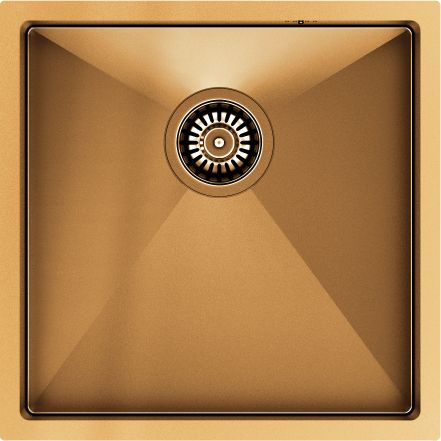 Zlewozmywak Quadron PAUL SteelQ PVD miedziany z syfonem 1-komorowy b/o wersja wpuszczana + szablon + zaczepy