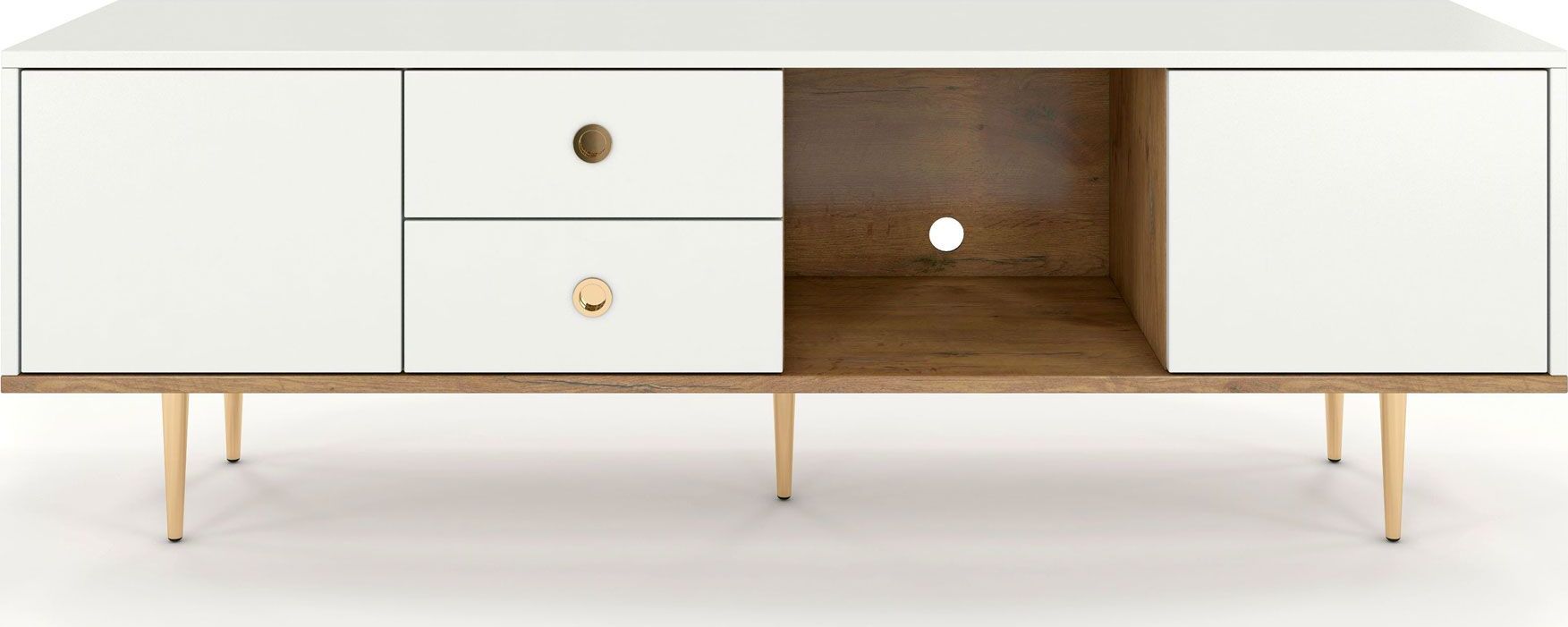 Elior Szafka RTV Imperio 3X - Biały - Dąb lancelot