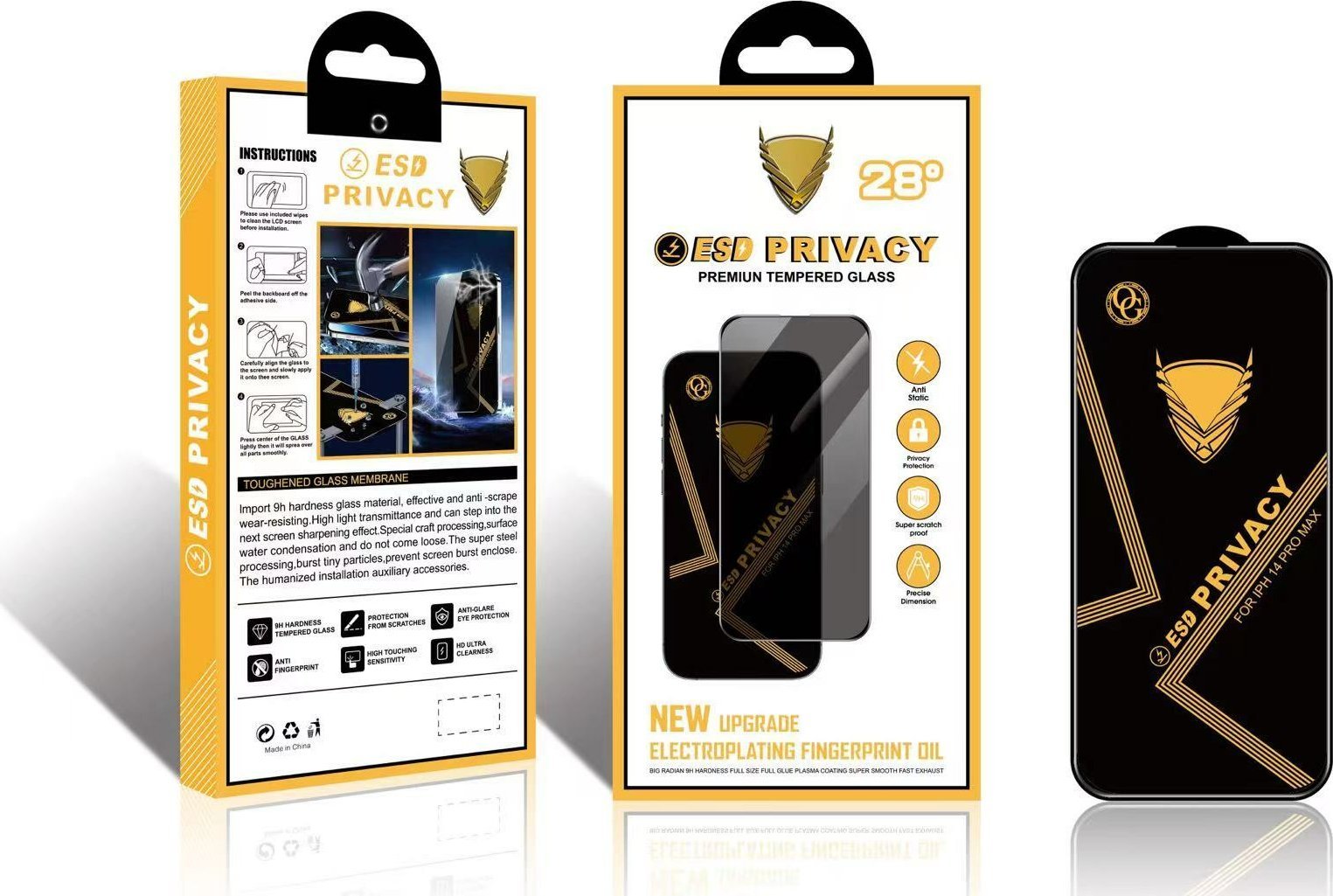 TelForceOne Szkło Hartowane Og Premium Privacy Do Iphone 13 / 13 Pro / 14 6,1"