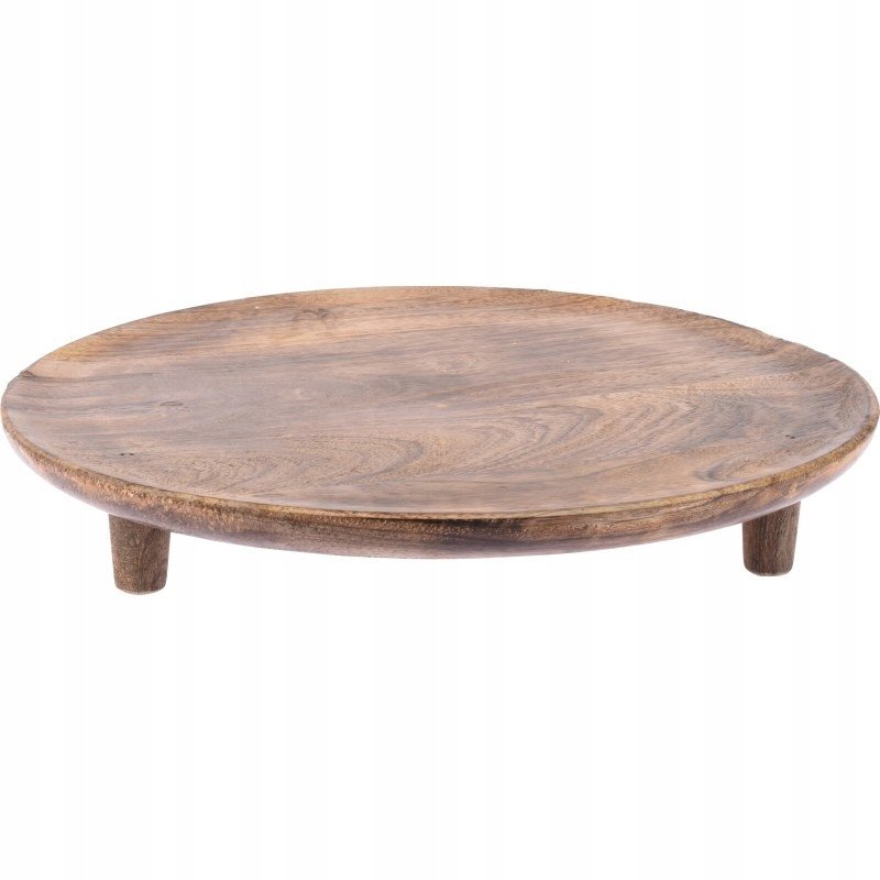 Decorative wooden tray MANGO WOOD, round, brown, 37 cm