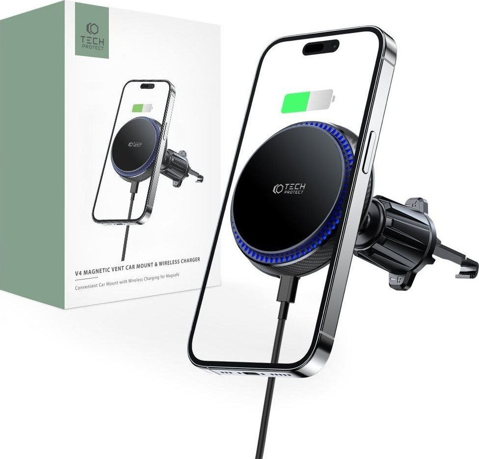 Tech-Protect TECH-PROTECT MM15W-V4 MAGNETIC MAGSAFE VENT CAR MOUNT WIRELESS CHARGER 15W BLACK