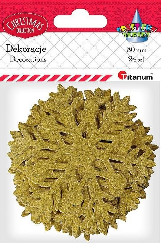 Titanum Naklejki papierowe płatki sniegu 24szt złote