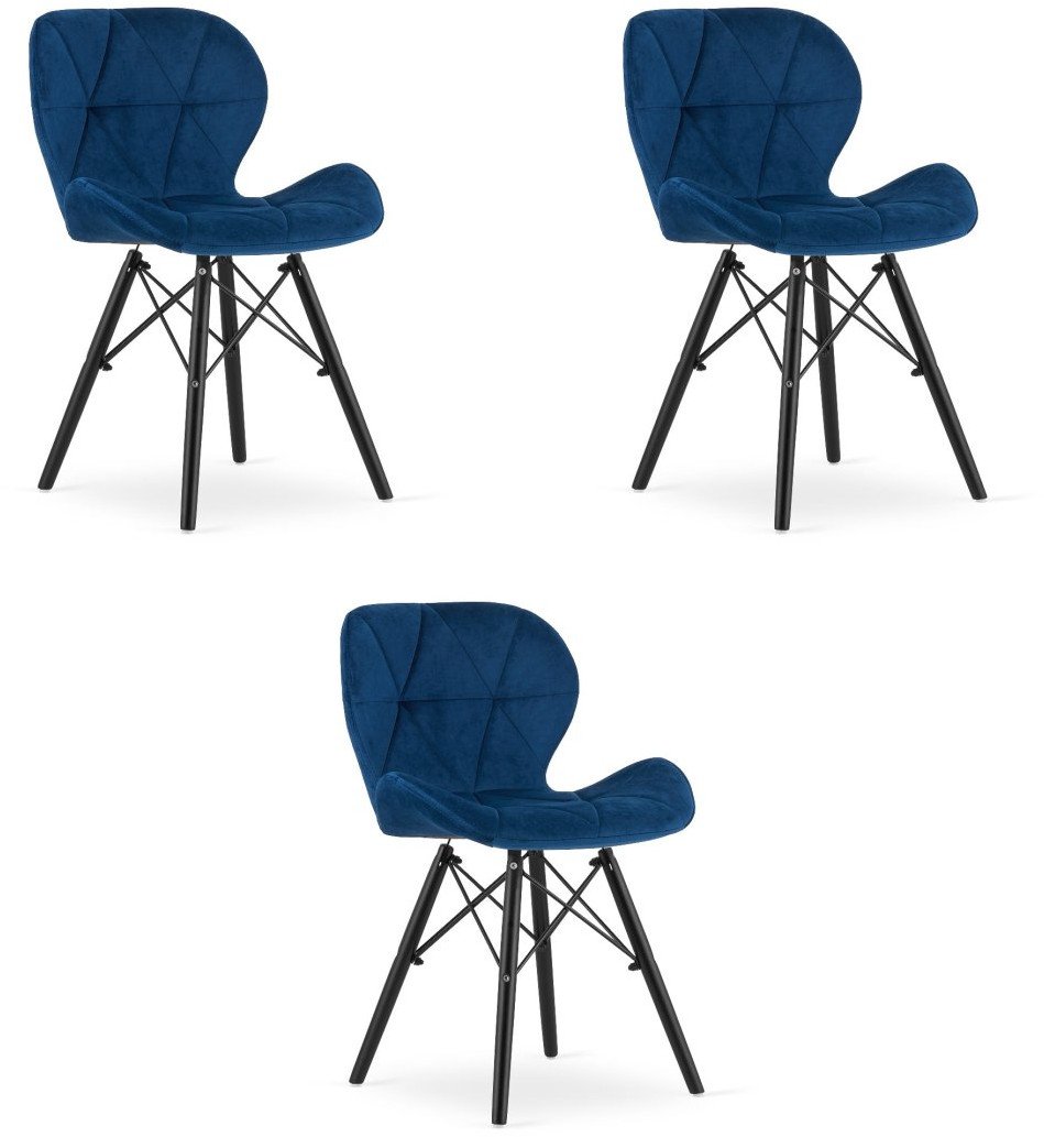 Krzesło LAGO Aksamit - granatowe / nogi czarne x 3
