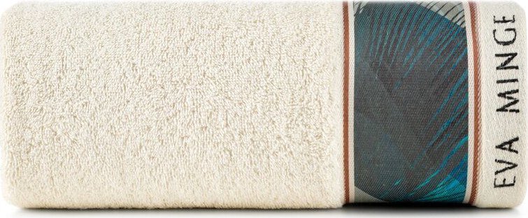 Eurofirany Ręcznik bawełniany z drukowaną bordiurą EVA Minge 50X90 kremowy