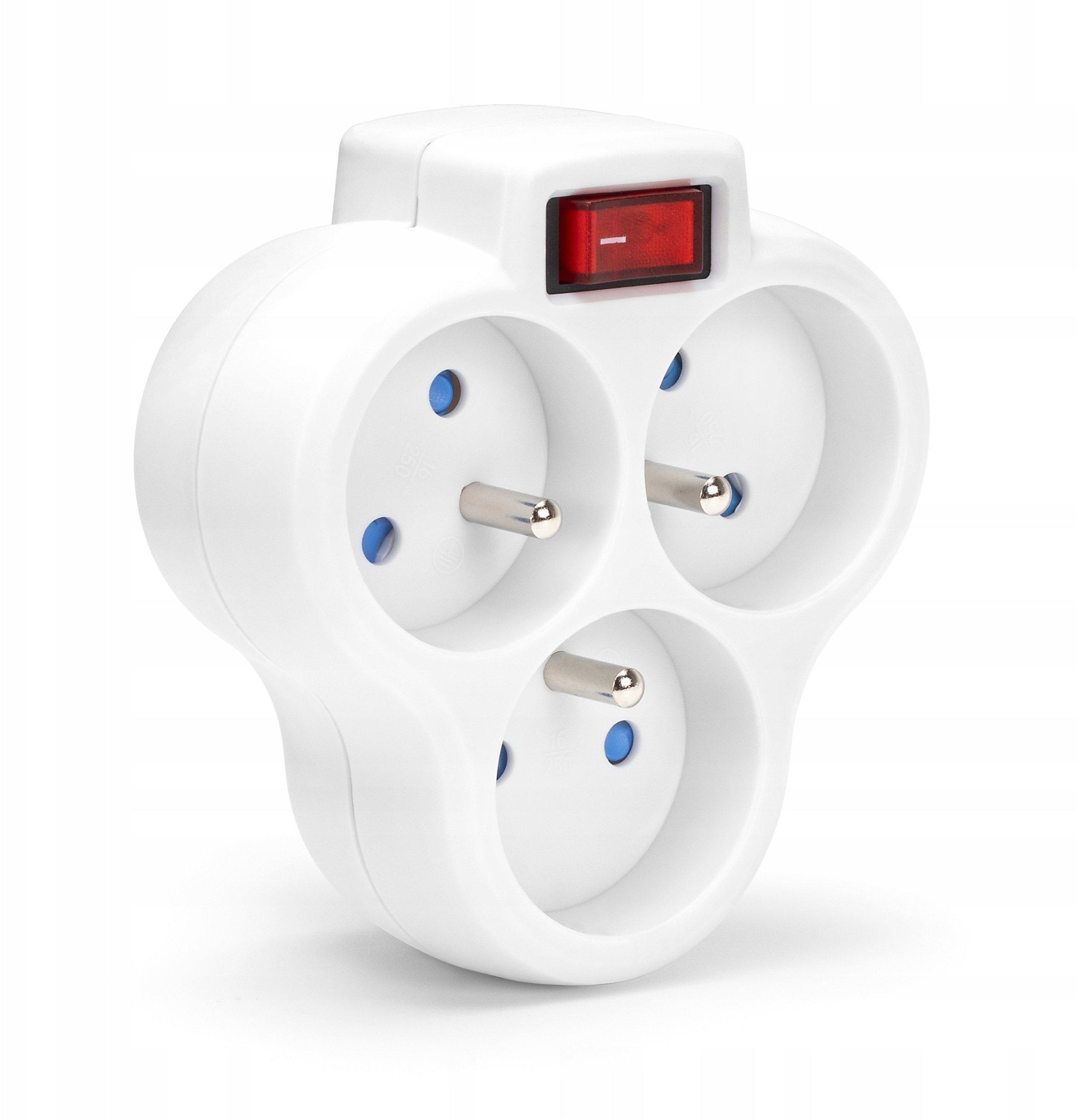 Rozgałęźnik sieciowy MONTIS MT150-WH potrójny z wyłącznikiem biały