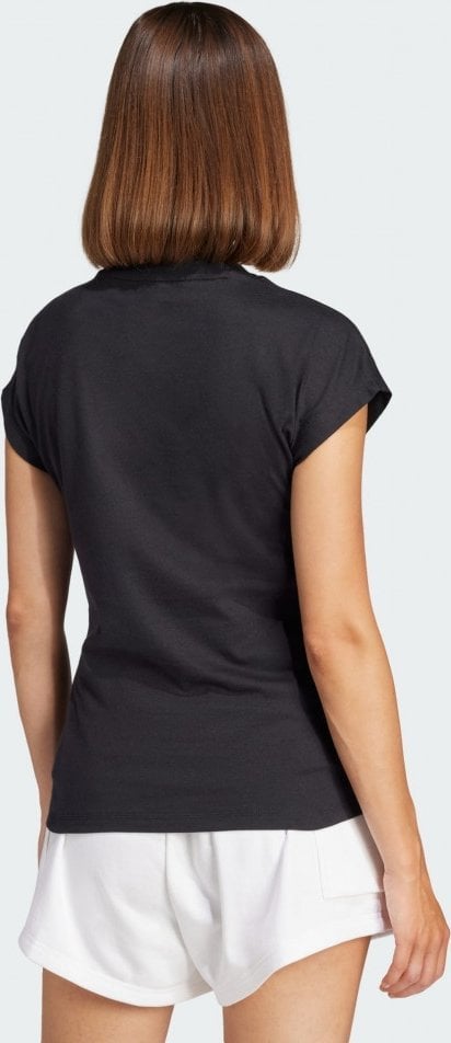 adidas Women's Essentials LINEAR Cotton T-Shirt, Black/White, M