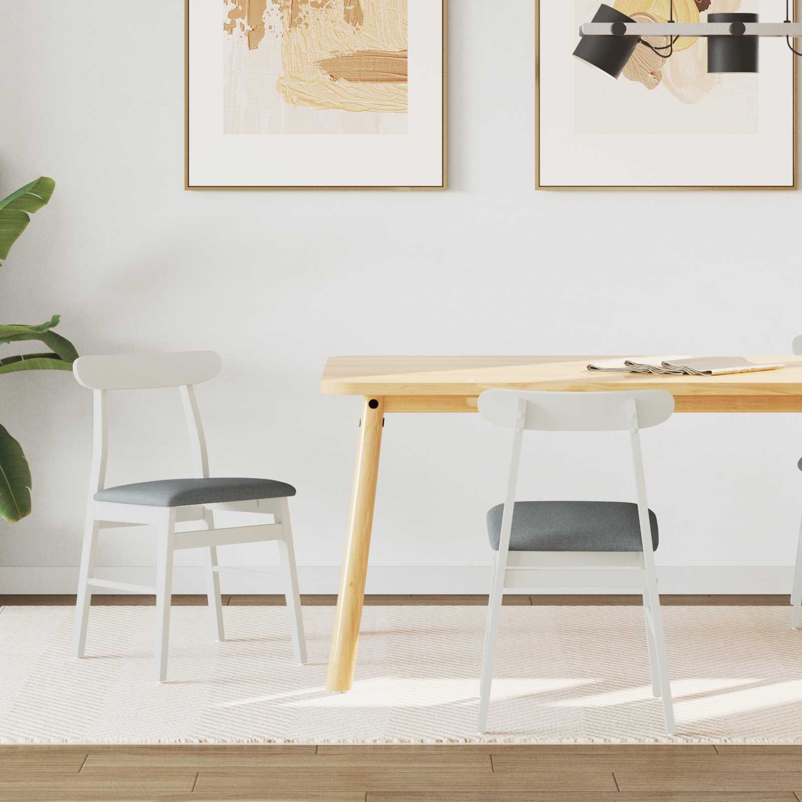 vidaXL Krzesło jadalniane 2 pcs Biały i szary drewno lite