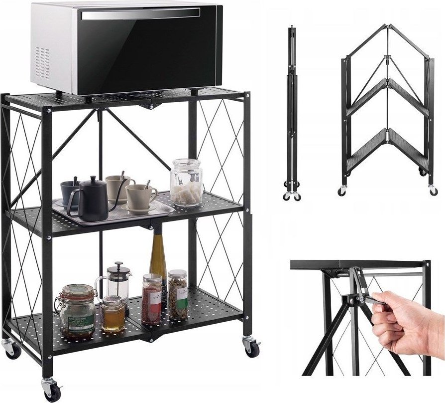 Topeshop Regał magazynowy, kuchenny na kółkach, 72x34x87 cm, czarny