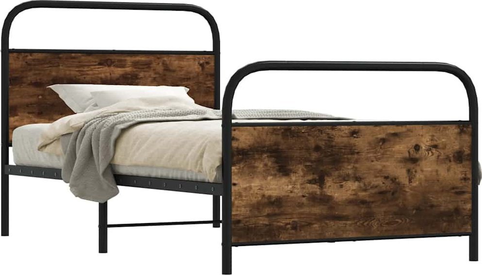 vidaXL Łóżko bez materaca, 90x190 cm, przydymiony dąb