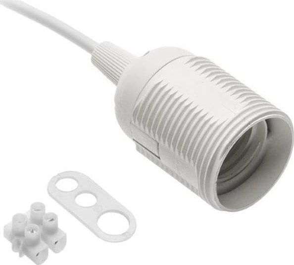 GTV Oprawka E27 z przewodem i kostką 60W 2x0,75mm BIAŁA GZ-E27000-00