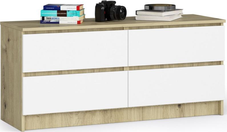Fabryka Mebli Akord Komoda K 120 cm 4 szuflady - dąb artisan-biała