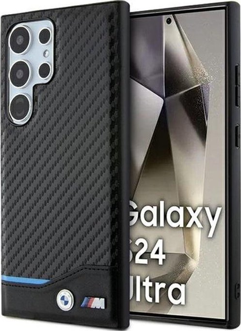 BMW BMW Leather Carbon Blue Line - Etui Samsung Galaxy S24 Ultra (czarny)