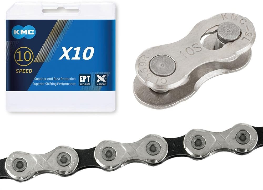 Łańcuch rowerowy 10 rzędów KMC X10 EPT srebrno - czarny 122 ogniwa 5,88 mm Box