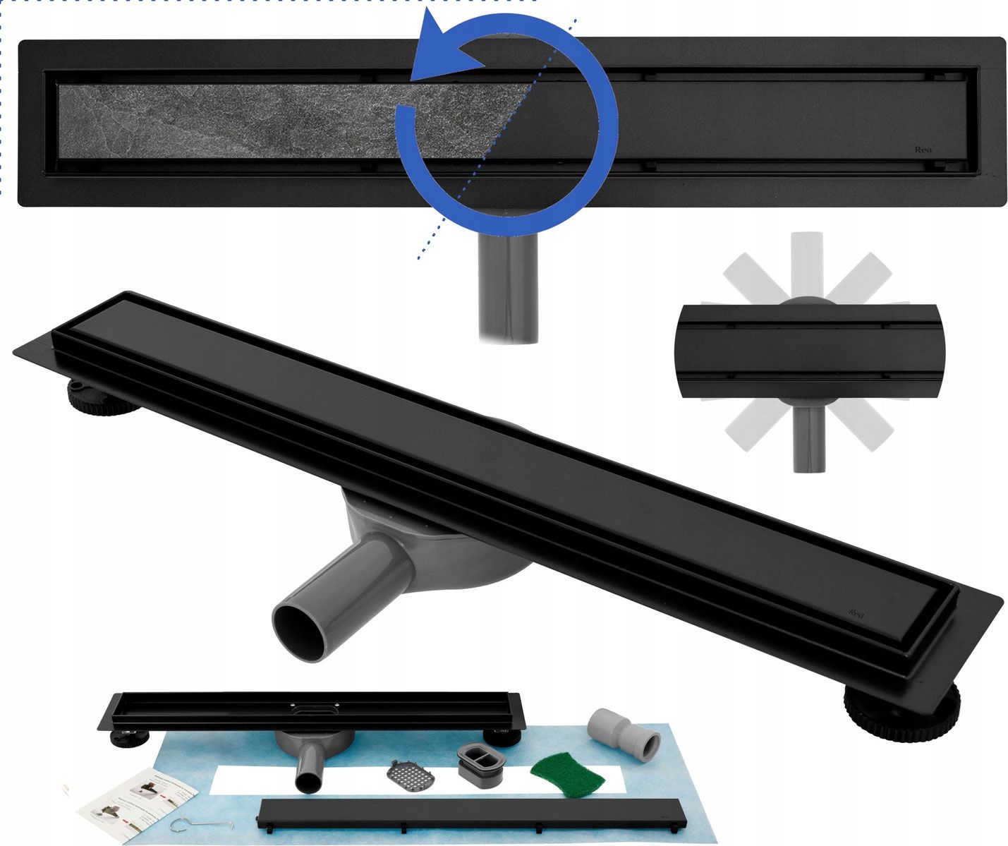 Rea Czarny Odpływ Liniowy Neo Pure Pro 100 Rea