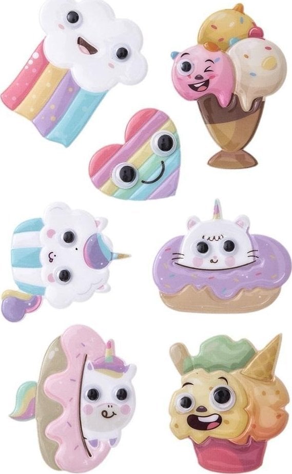 Naklejki puffy słodkości 7szt