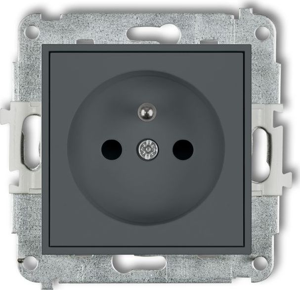 Karlik MINI Gniazdo pojedyncze z/u z przesłonami grafitowy mat 28MGP-1zp