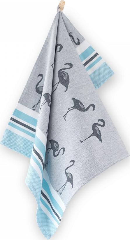 Zwoltex Ściereczka kuchenna bambus 50x70 Flamingi niebieska Zwoltex