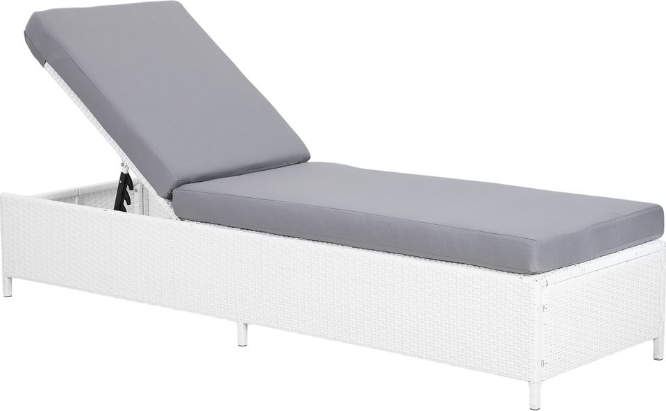 Beliani Leżak ogrodowy rattanowy biały Turin II