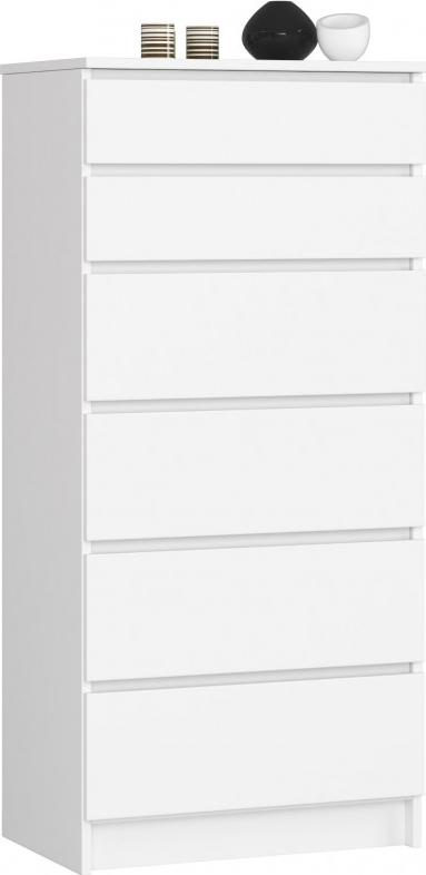 Fabryka Mebli Akord KOMODA K 60 cm 6 SZUFLAD BIAŁA