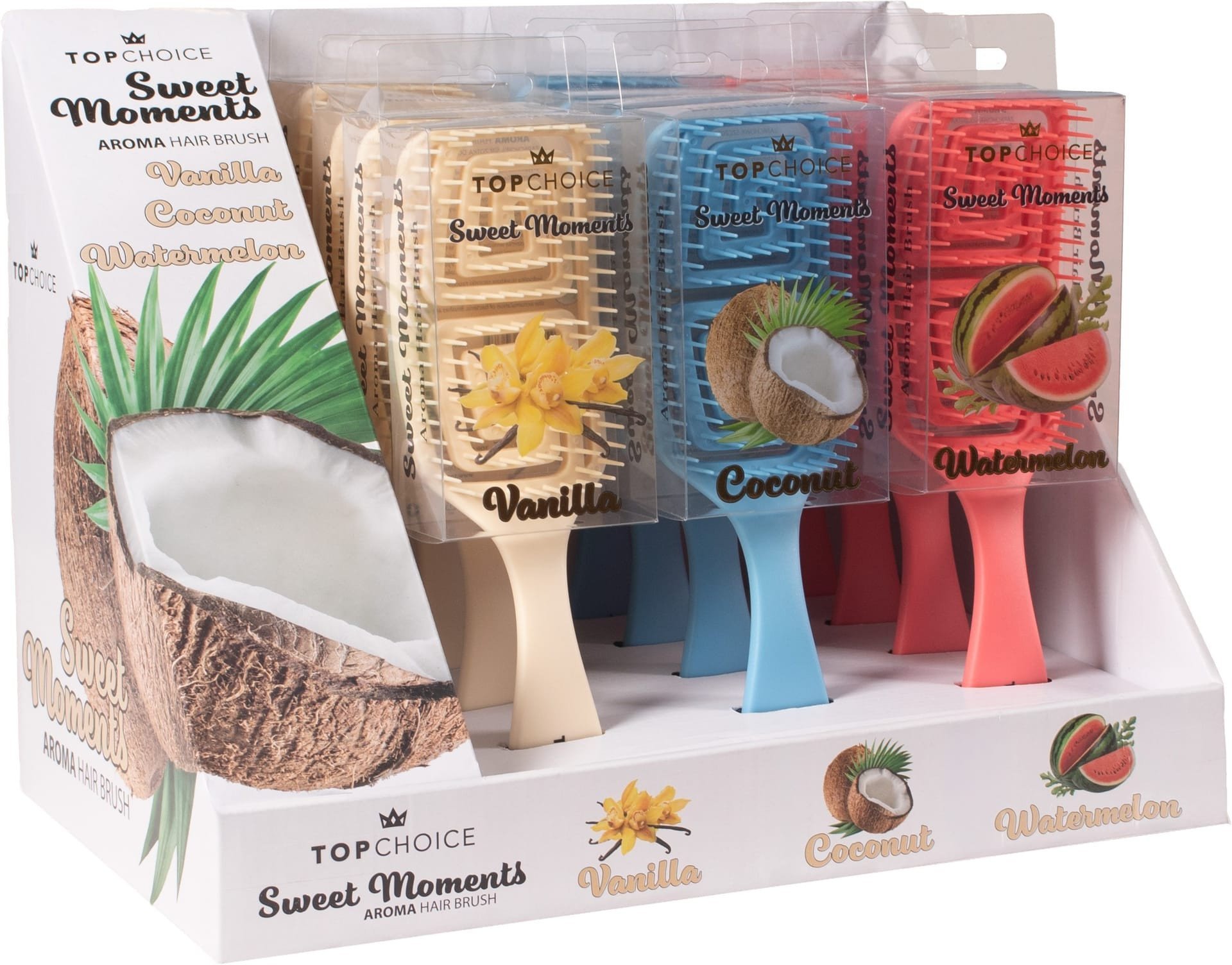 TOP CHOICE Szczotki zapachowe do czesania SWEET MOMENTS (43796) - zestaw 12 sztuk