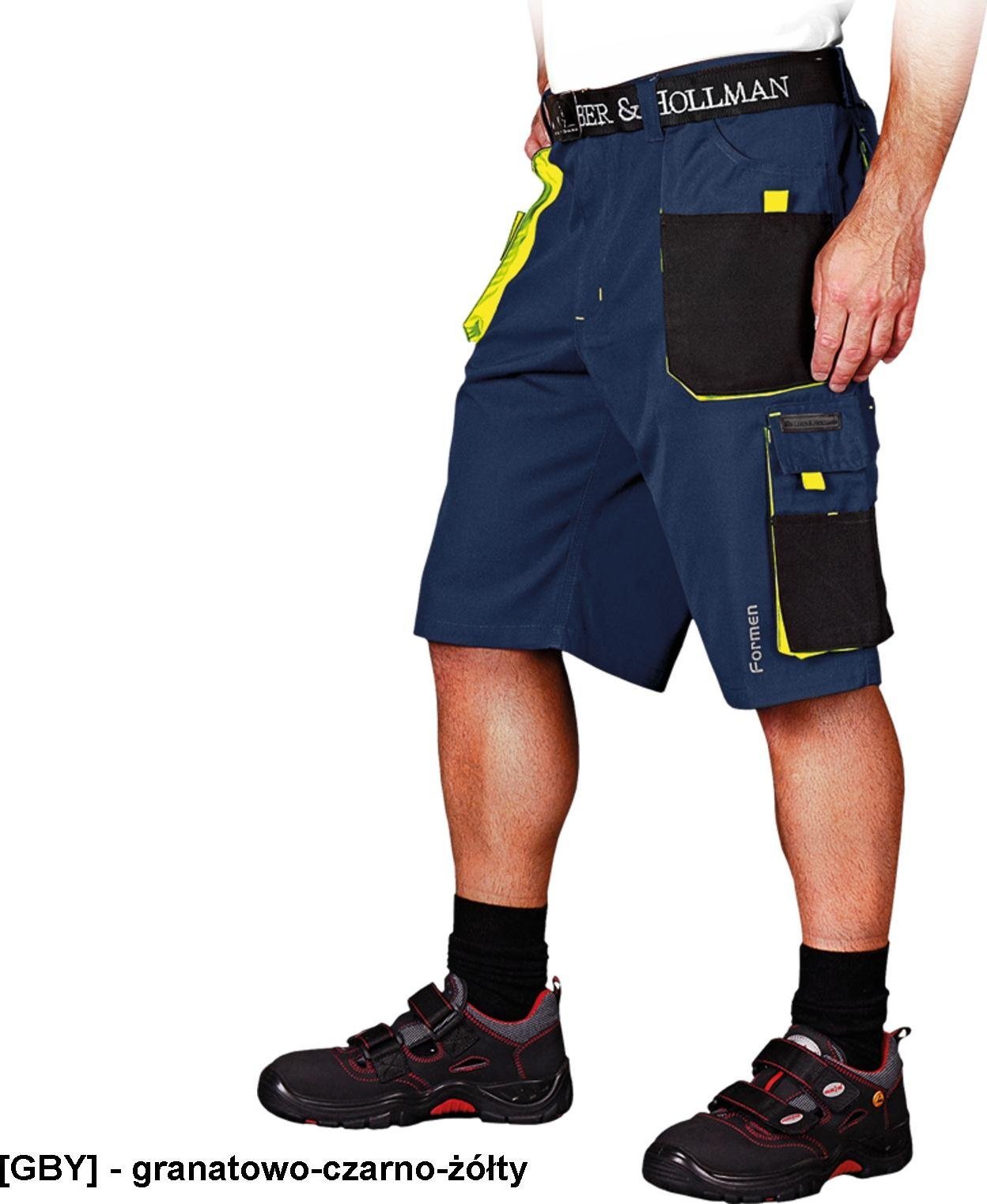 Leber&Hollman LH-FMN-TS - SPODNIE OCHRONNE DO PASA - KRÓTKIE, - granatowo-czarno-żółty M