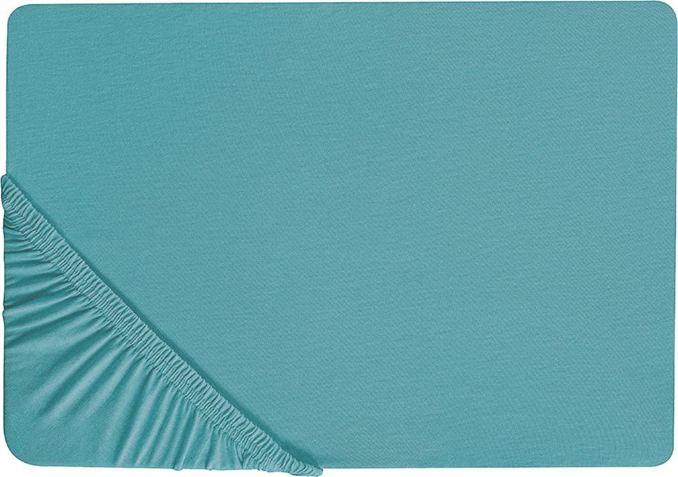 Shumee Bawełniane prześcieradło z gumką 90 x 200 cm turkusowe HOFUF