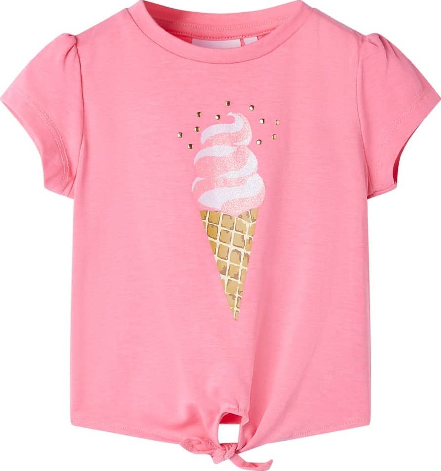 vidaXL Koszulka dziecięca z krótkimi rękawami, fluorescencyjny róż, 140