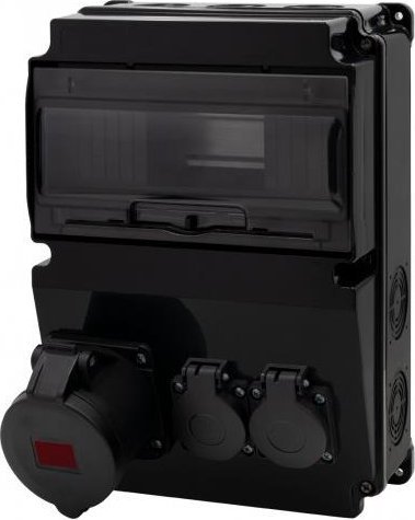 F-Elektro Rozdzielnica czarna LAGO 10M SCENIC - gniazda proste 16A/5P, 2x230V F3.2663