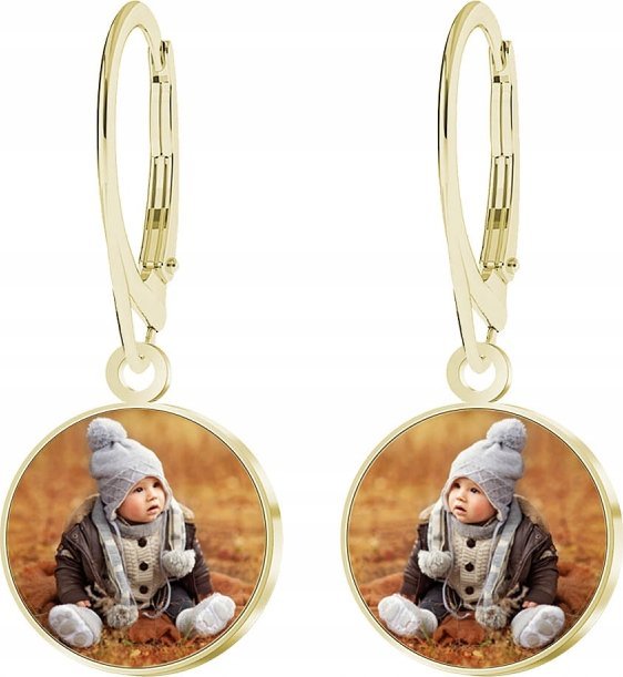 Radziszewska Jewellery Złote Kolczyki ze Zdjęciem Personalizacja Prezent Biżuteria GRAWER GRATIS