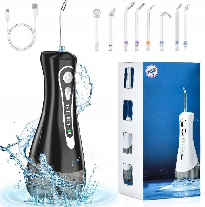 IRYGATOR DO ZĘBÓW BEZPRZEWODOWY DENTYSTYCZNY 4 TRYBY 320ML MOCNY 8 KOŃCÓWEK