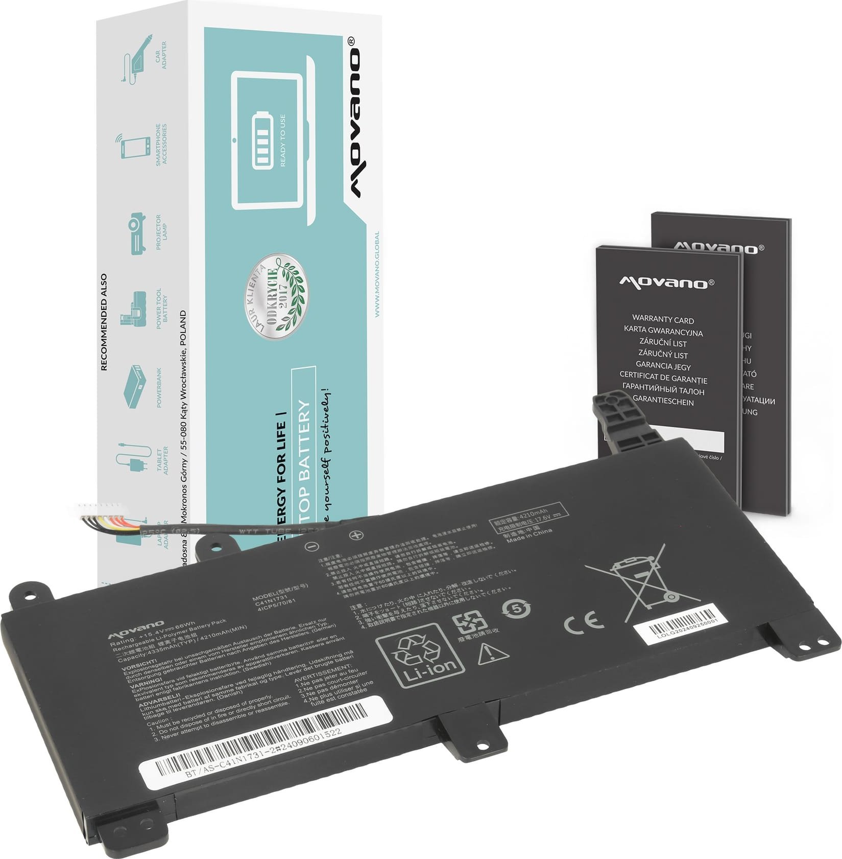 Bateria Movano do Asus ROG Strix G512LU, G531GU, G712LU